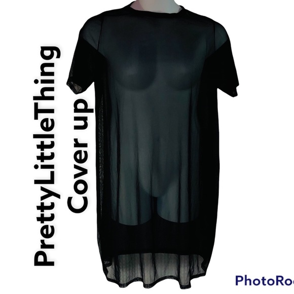 PrettyLittleThing Other - PrettyLittleThing black cover up women’s pull on style   sheer midi Sz US 14